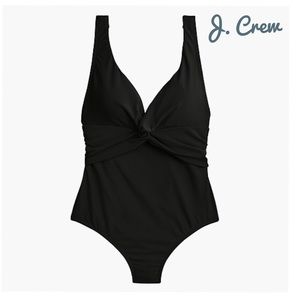 NWT J. Crew Twist Front One Piece Swimsuit Size 10 Black